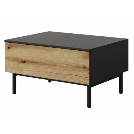 Stolik kawowy z szufladą LAVARO czarny + dąb evoke